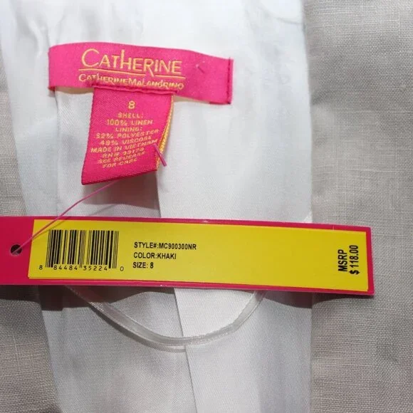 Catherine Malandrino Women's Open Front Shawl Collar Linen Blazer Size 8 NWT - Picture 5 of 9